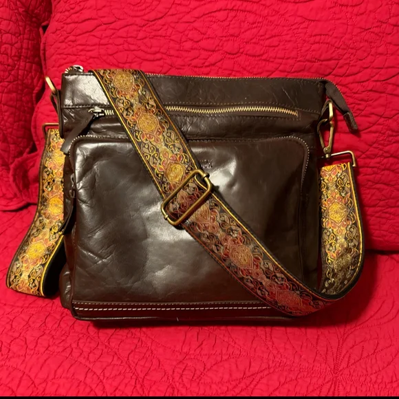 Embroidered Adjustable Guitar Strap For Purse - Black, Brown and Gold - Picture 10 of 10